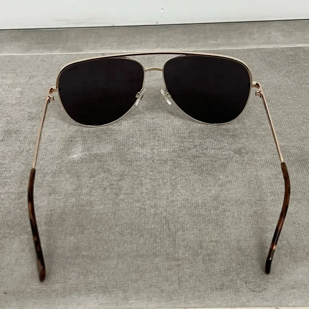 Quay Australia High Key Rimless Sunglasses 126 Polarized Cheetah Print